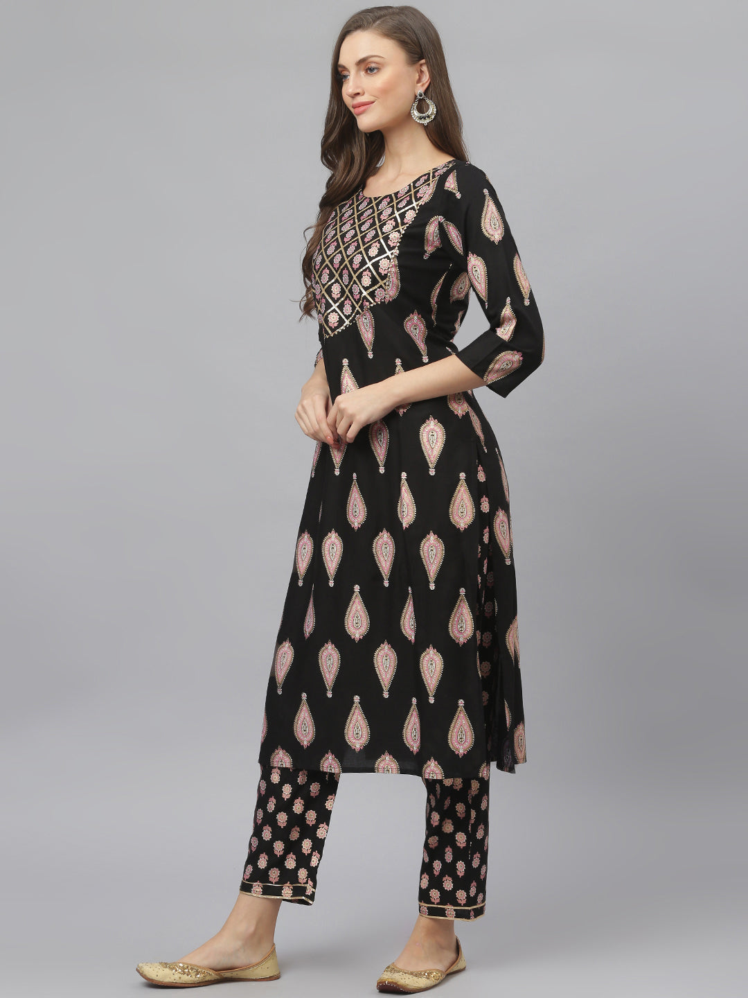 Women's Floral Print Rayon Straight Kurta Pant Dupatta Set