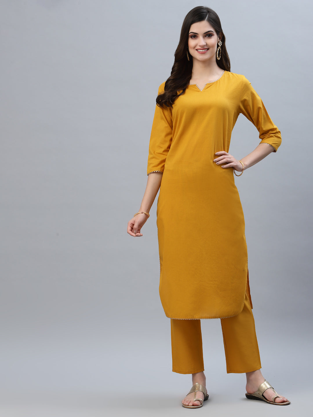 Solid Rayon Straight Kurta Pant Dupatta Set