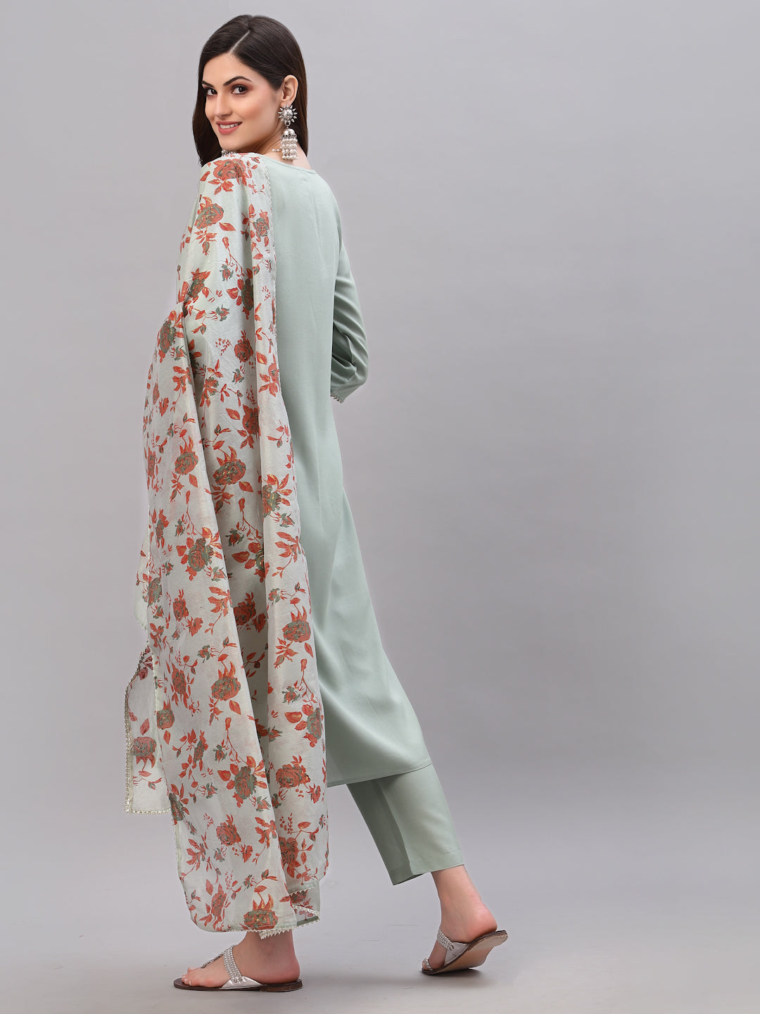 Solid Rayon Straight Kurta Pant Dupatta Set