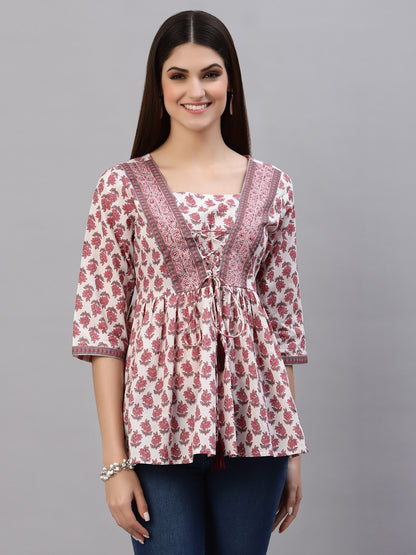 Floral Printed Cotton Top