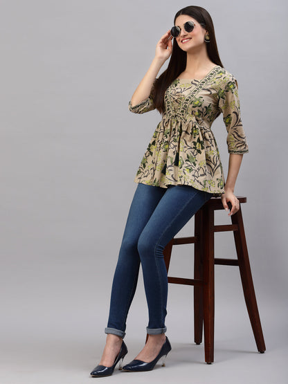 Floral Printed Cotton Top