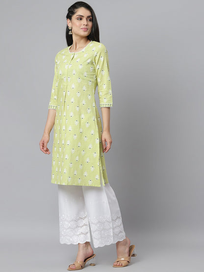 Women's Floral Printed Rayon Straight Kurta