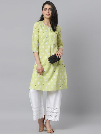 Women's Floral Printed Rayon Straight Kurta