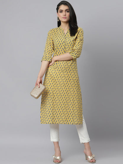 Women's Printed Cotton Slub Straight Kurta