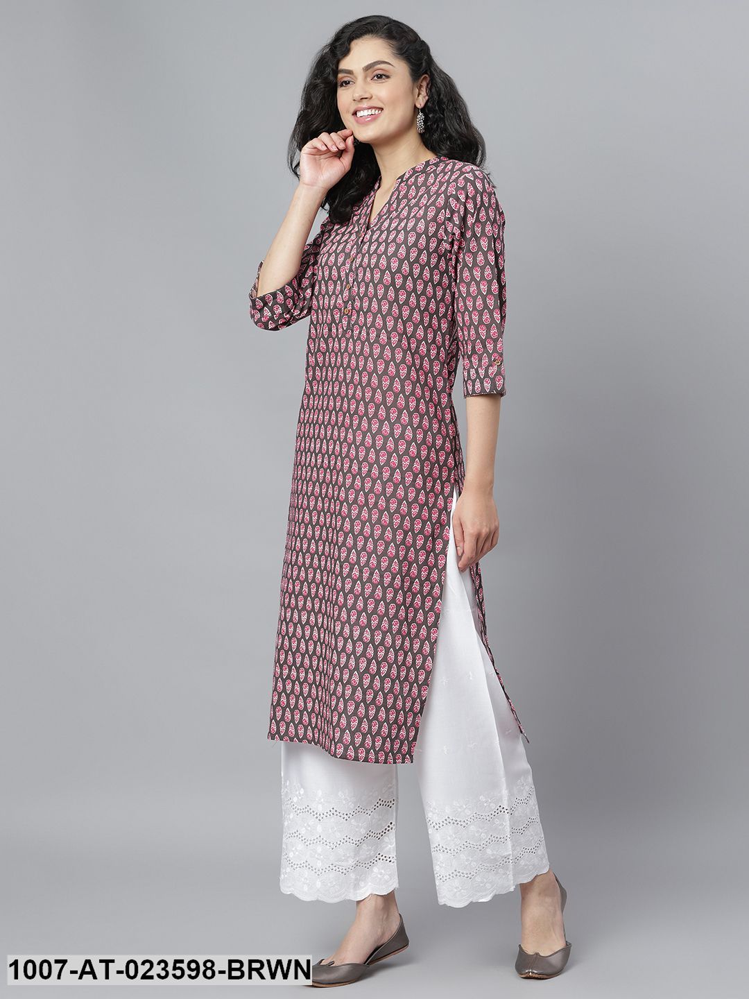 Women's Printed Cotton Slub Straight Kurta