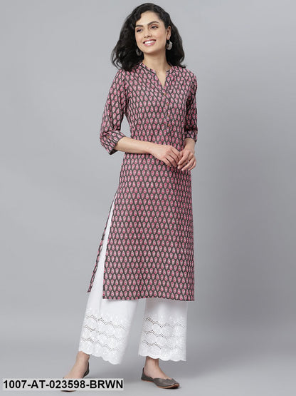 Women's Printed Cotton Slub Straight Kurta