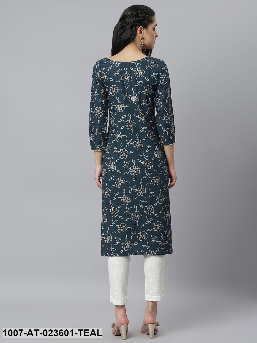 Women's Floral Printed Rayon Straight Kurta