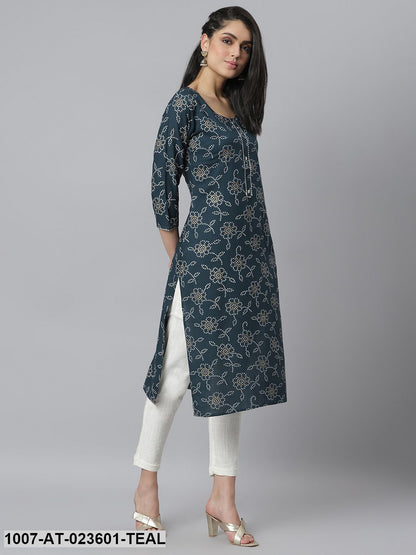 Women's Floral Printed Rayon Straight Kurta