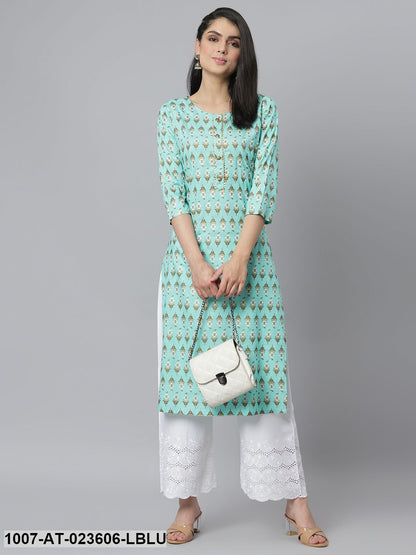 Women's Floral Printed Rayon Straight Kurta