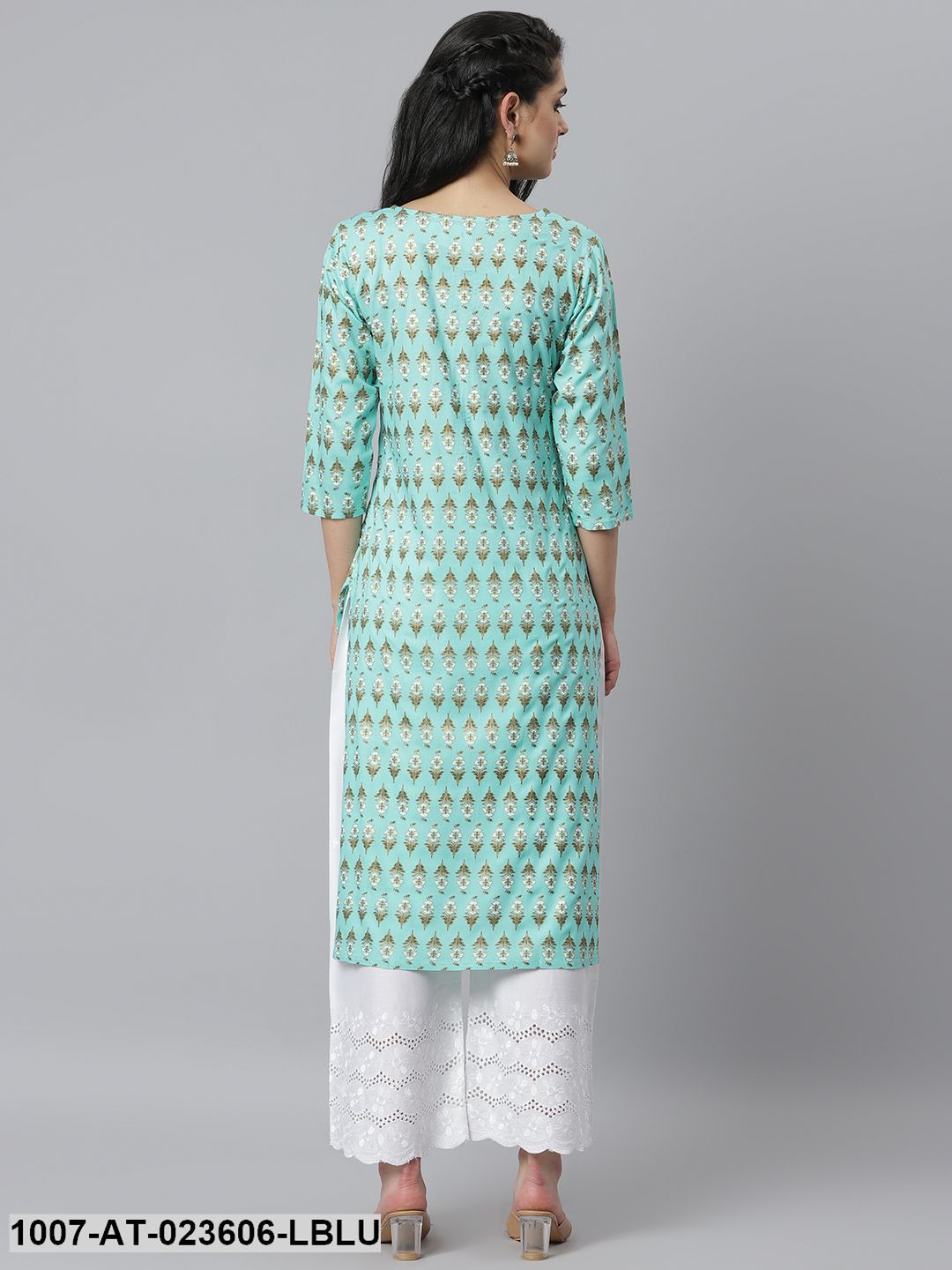 Women's Floral Printed Rayon Straight Kurta