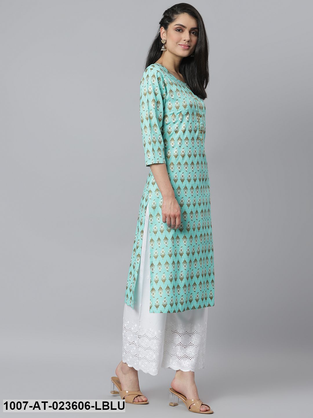 Women's Floral Printed Rayon Straight Kurta