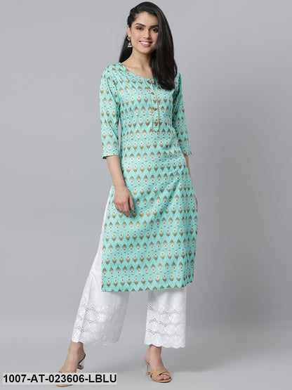 Women's Floral Printed Rayon Straight Kurta