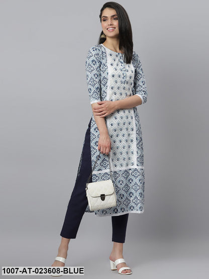 Women's Floral Printed Rayon Straight Kurta