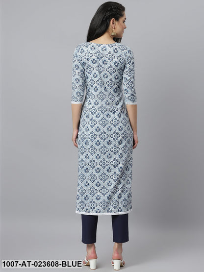 Women's Floral Printed Rayon Straight Kurta