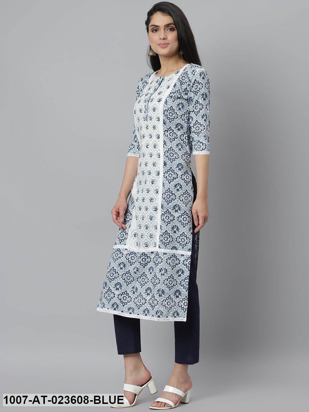 Women's Floral Printed Rayon Straight Kurta