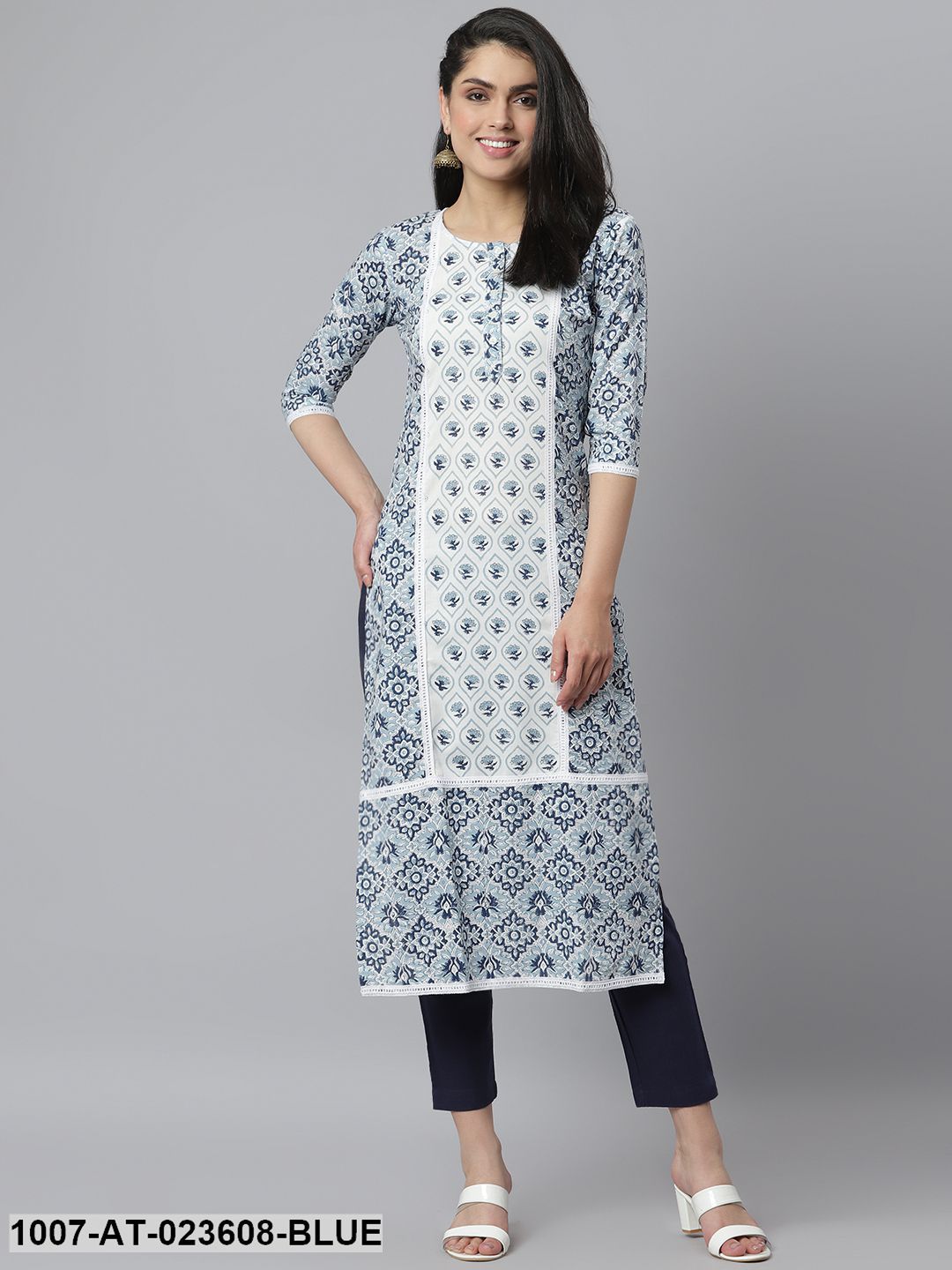 Women's Floral Printed Rayon Straight Kurta