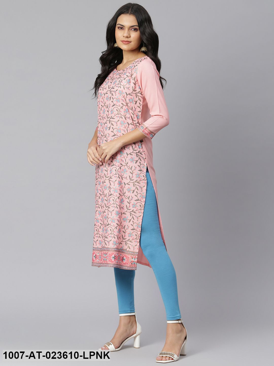 Women's Floral Printed Rayon Straight Kurta