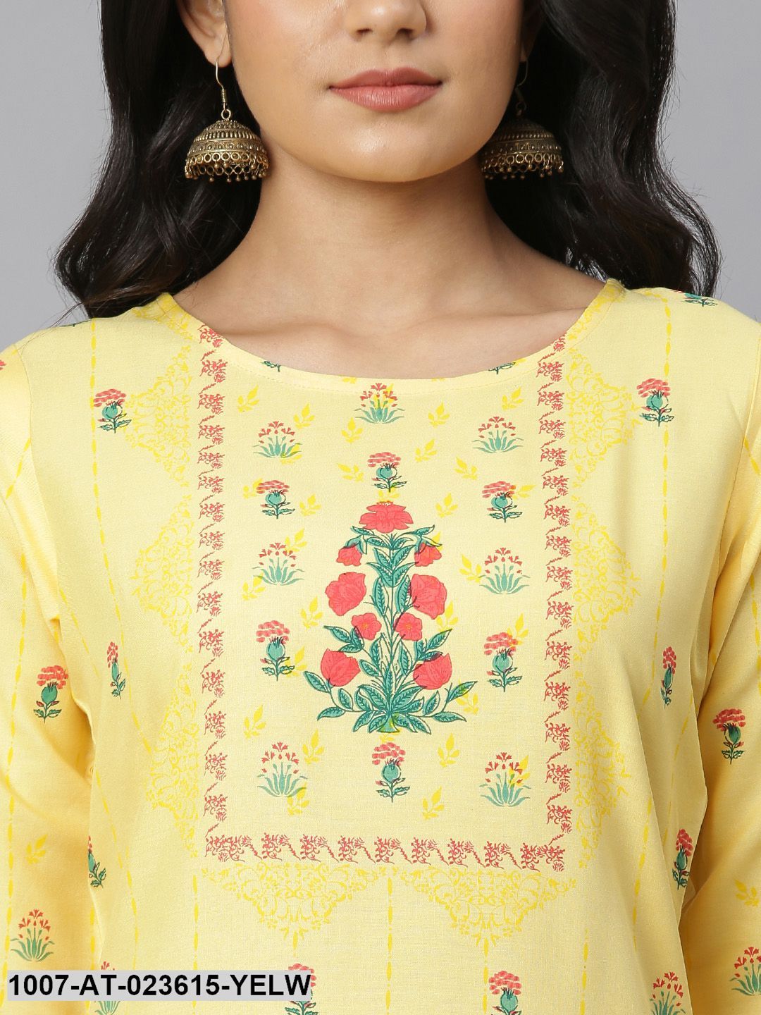 Women's Floral Printed Rayon Straight Kurta