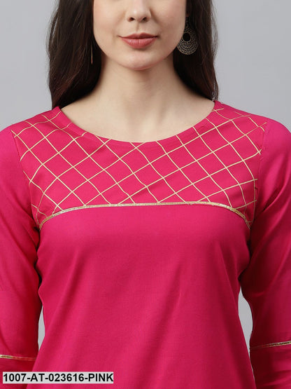 Women's Checkered Rayon Straight Kurta