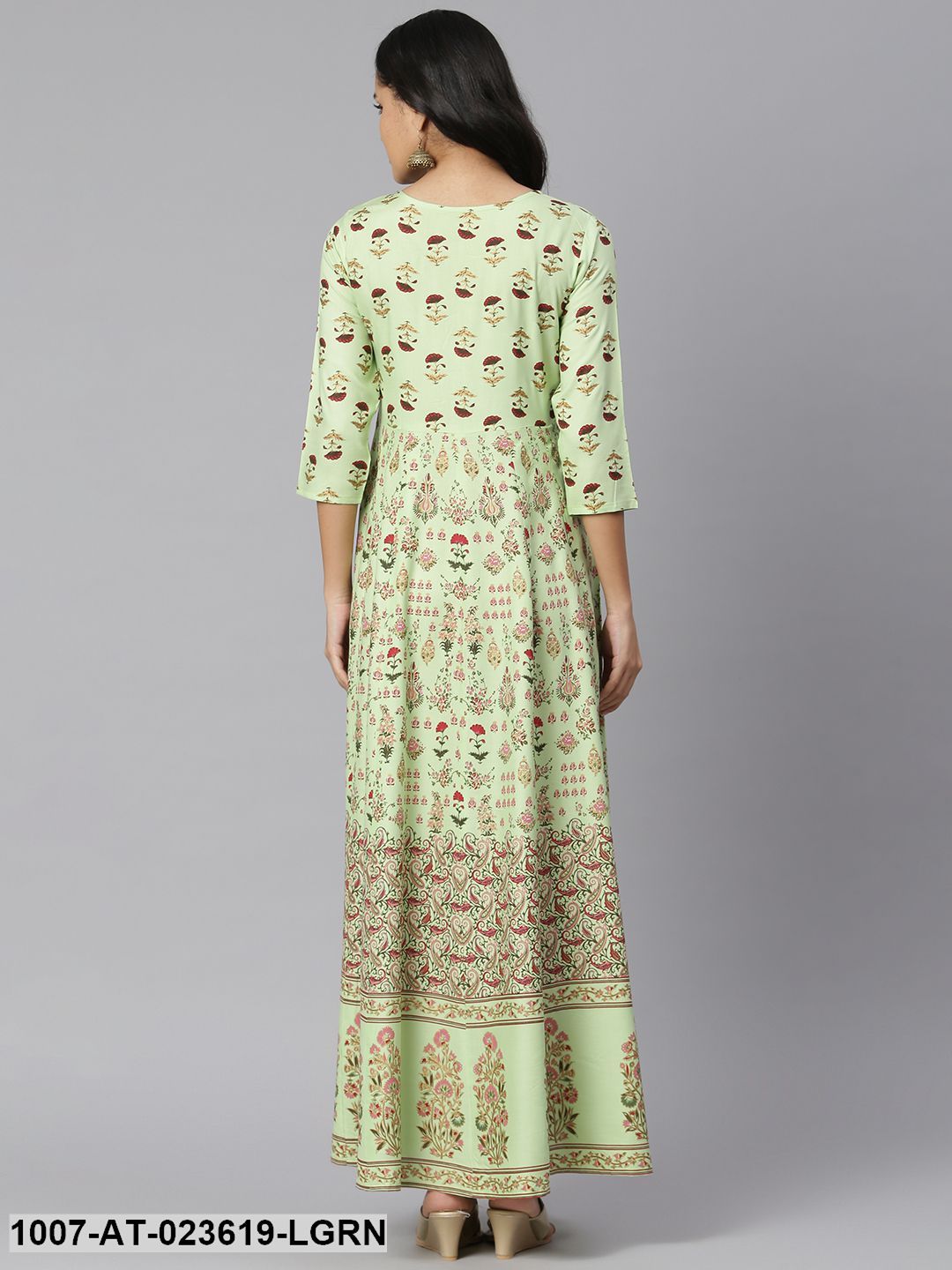 Women's Floral Printed Rayon Anarkali Kurta