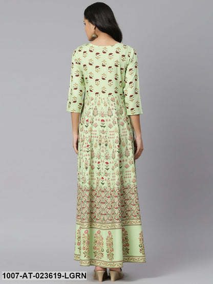 Women's Floral Printed Rayon Anarkali Kurta