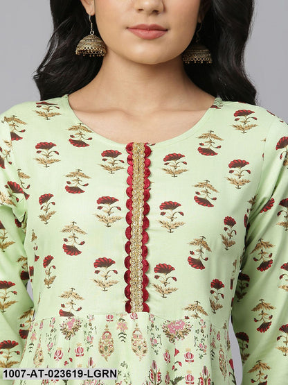 Women's Floral Printed Rayon Anarkali Kurta