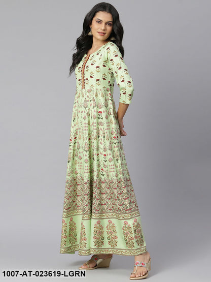 Women's Floral Printed Rayon Anarkali Kurta