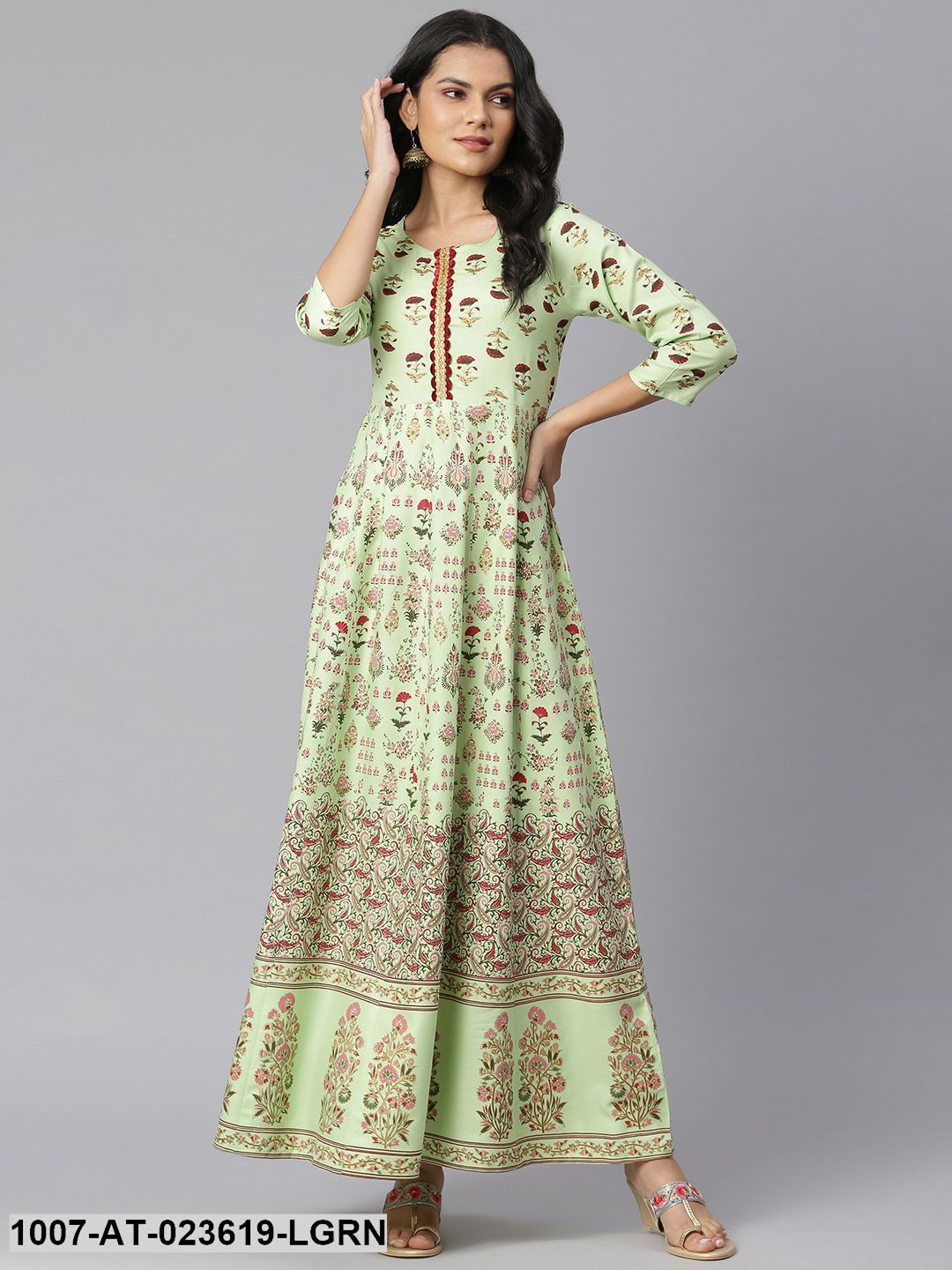 Women's Floral Printed Rayon Anarkali Kurta