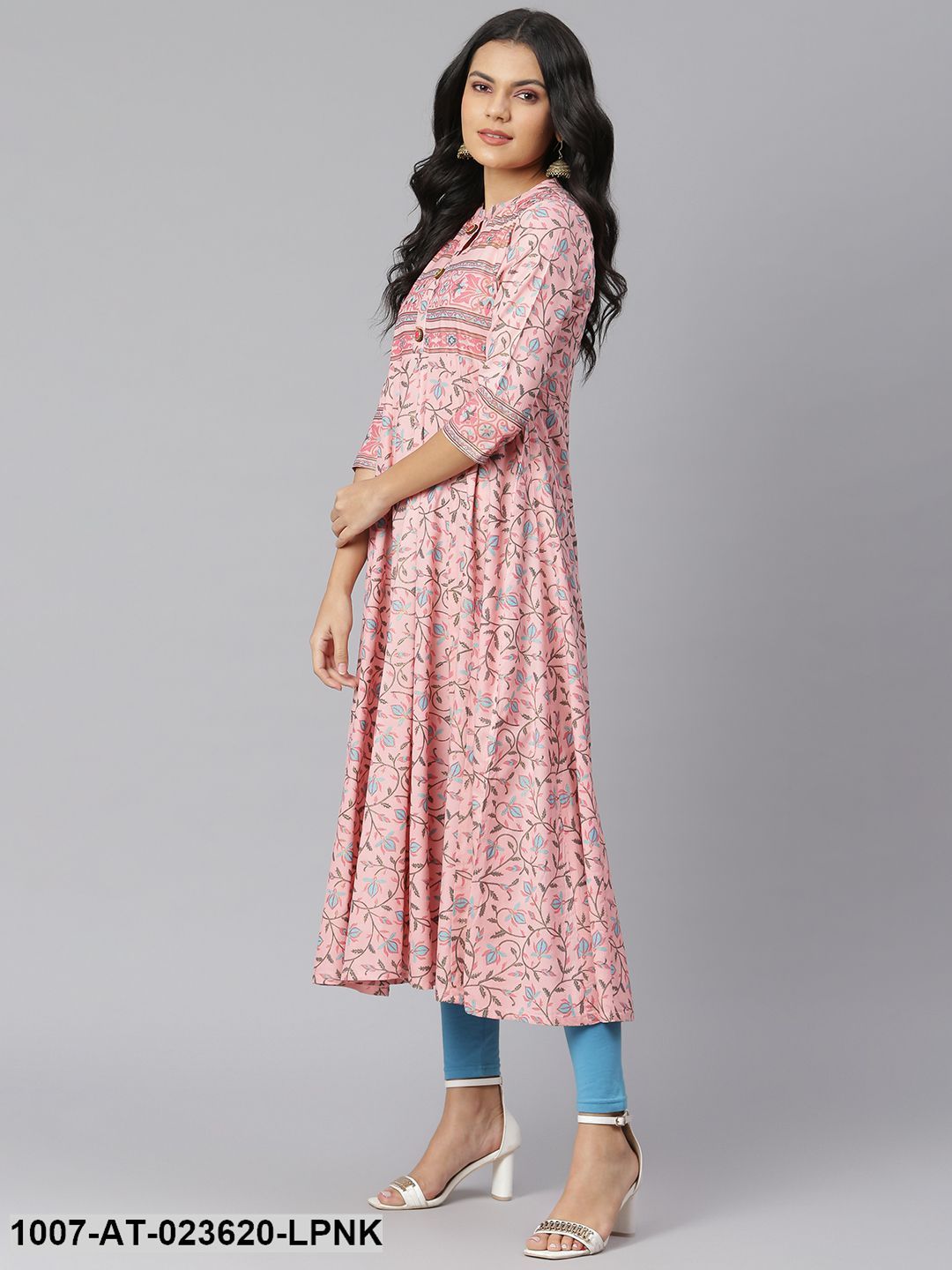 Women's Floral Printed Rayon Anarkali Kurta