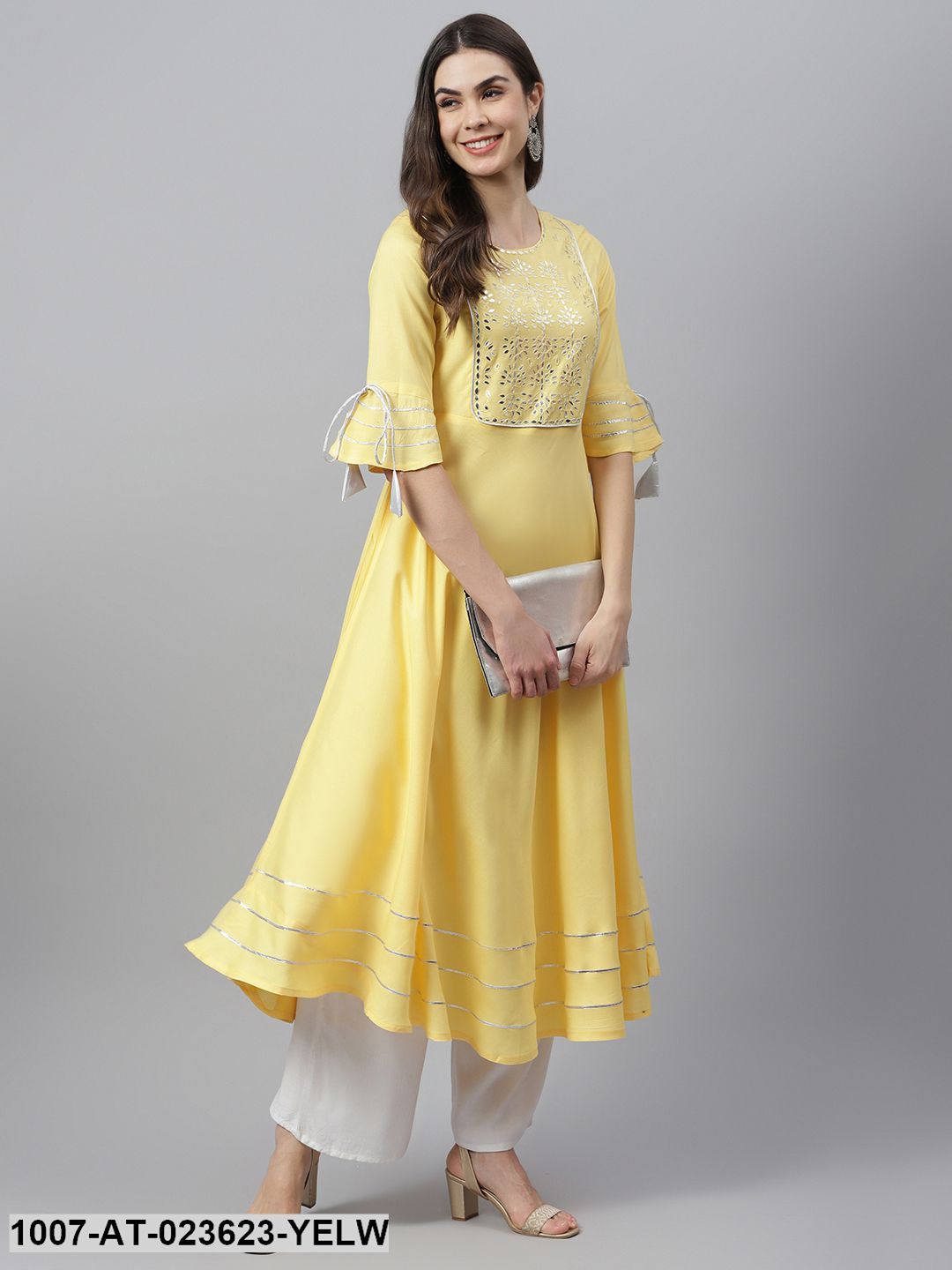 Women's Embroidered Rayon Flared Kurta