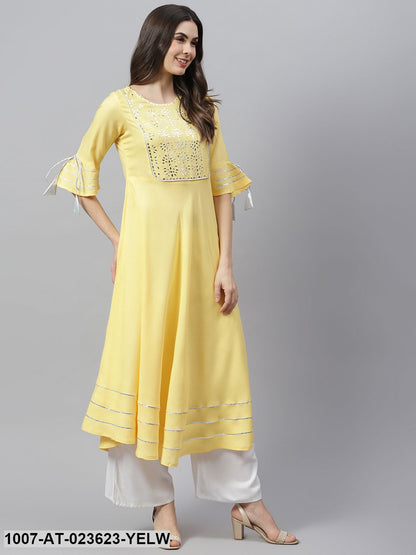 Women's Embroidered Rayon Flared Kurta