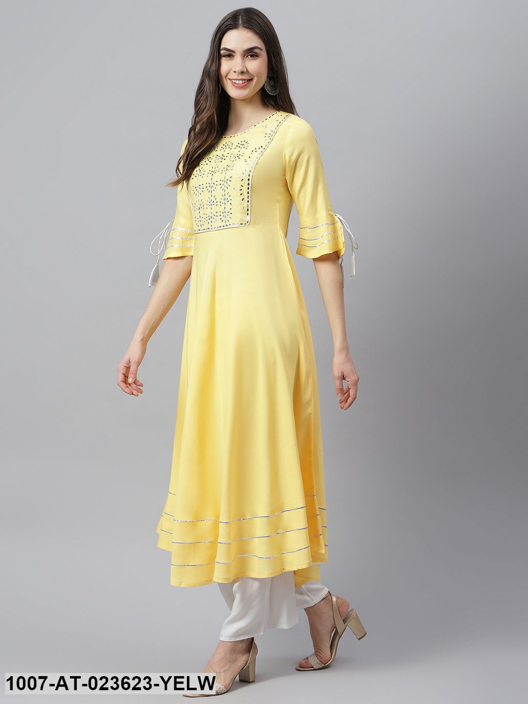 Women's Embroidered Rayon Flared Kurta