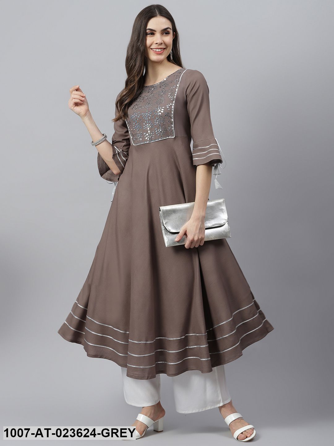 Women's Embroidered Rayon Flared Kurta