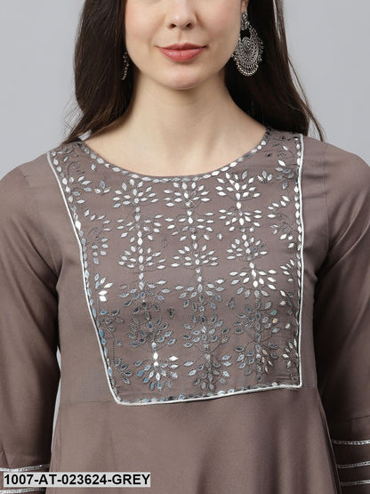 Women's Embroidered Rayon Flared Kurta