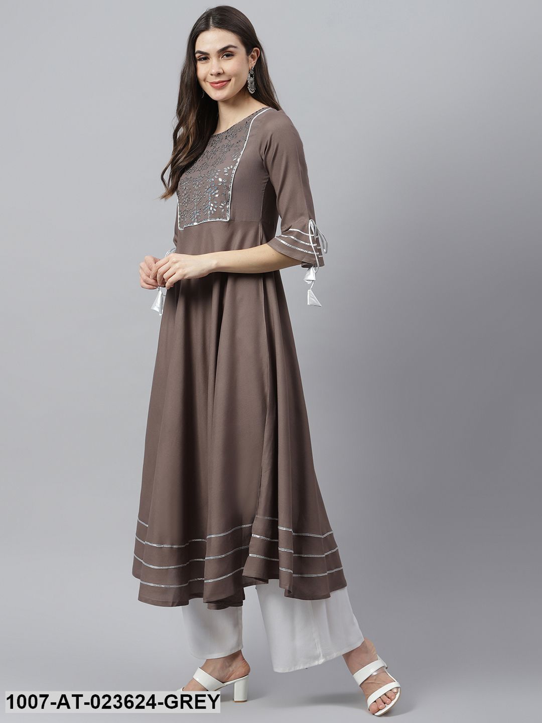 Women's Embroidered Rayon Flared Kurta