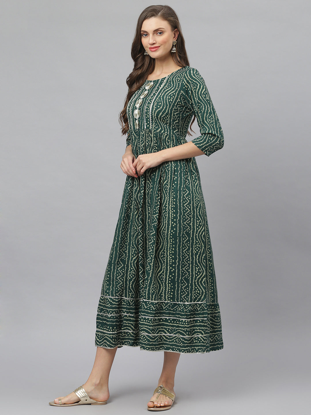 Women's Bandhej Printed Rayon Flared Kurta