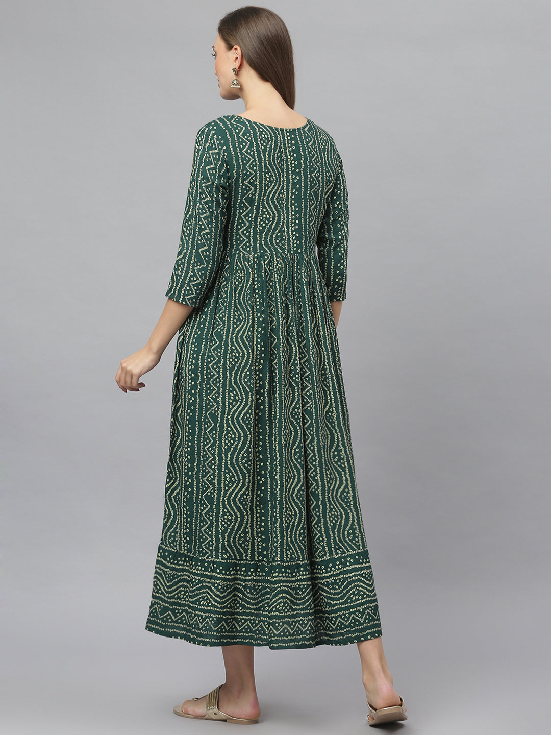 Women's Bandhej Printed Rayon Flared Kurta