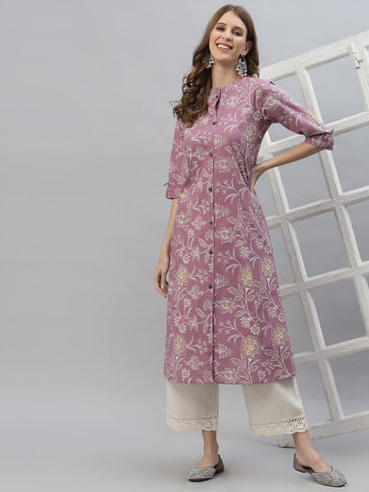 Floral Print Rayon A-Line Kurta