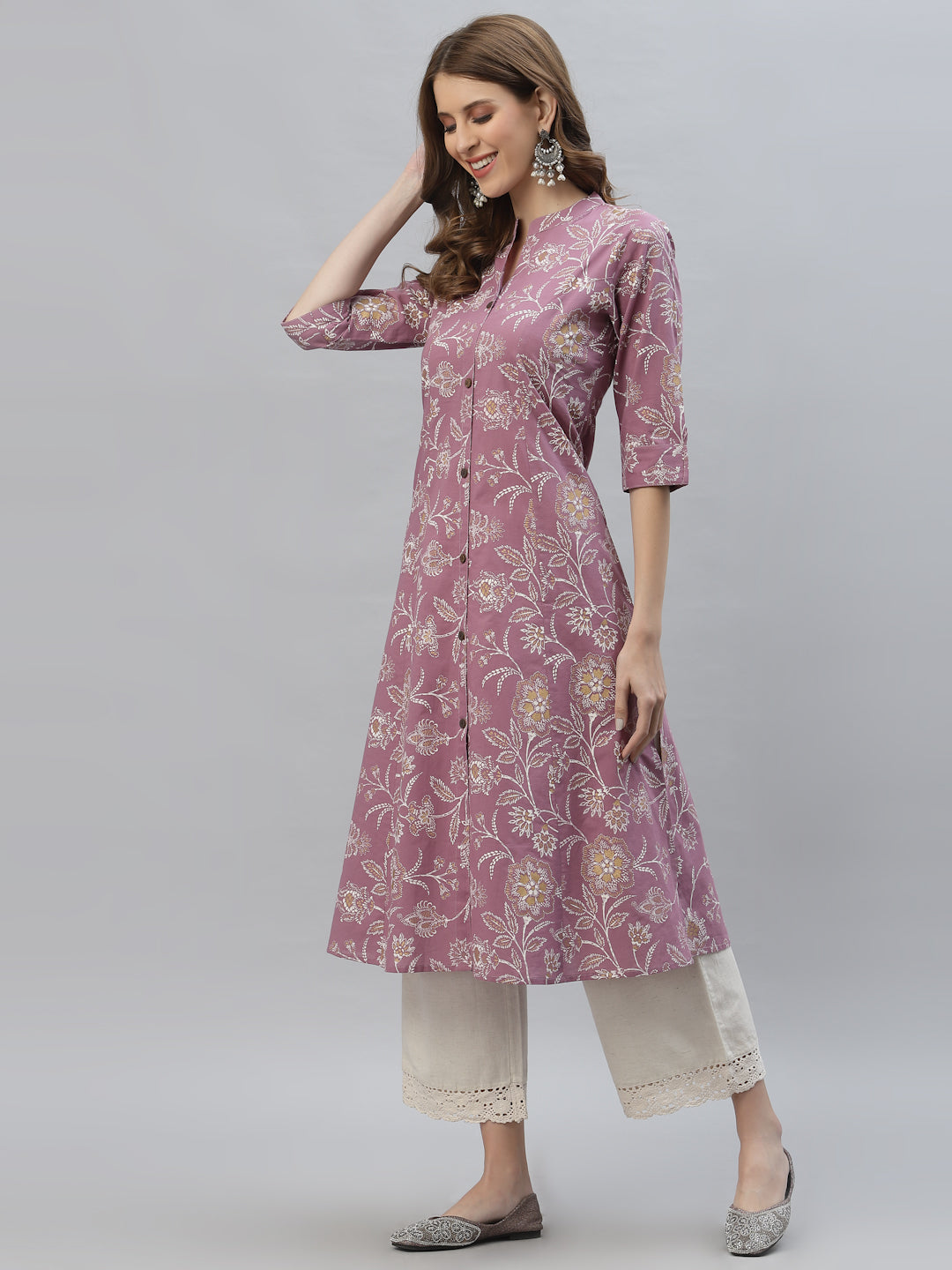 Floral Print Rayon A-Line Kurta