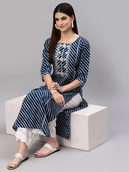 Lehariya Printed Cotton Straight Kurta