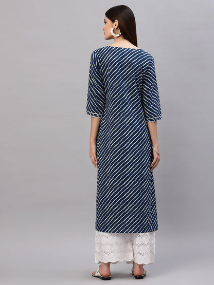 Lehariya Printed Cotton Straight Kurta