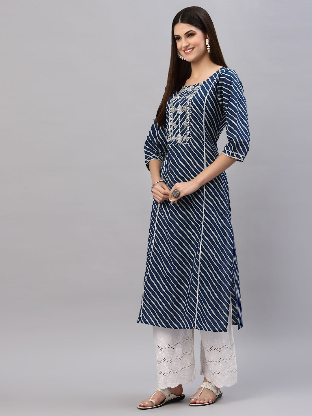 Lehariya Printed Cotton Straight Kurta