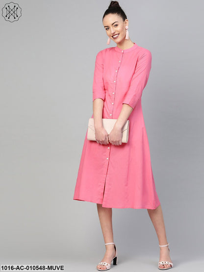 Women Mauve &Solid A-Line Dress