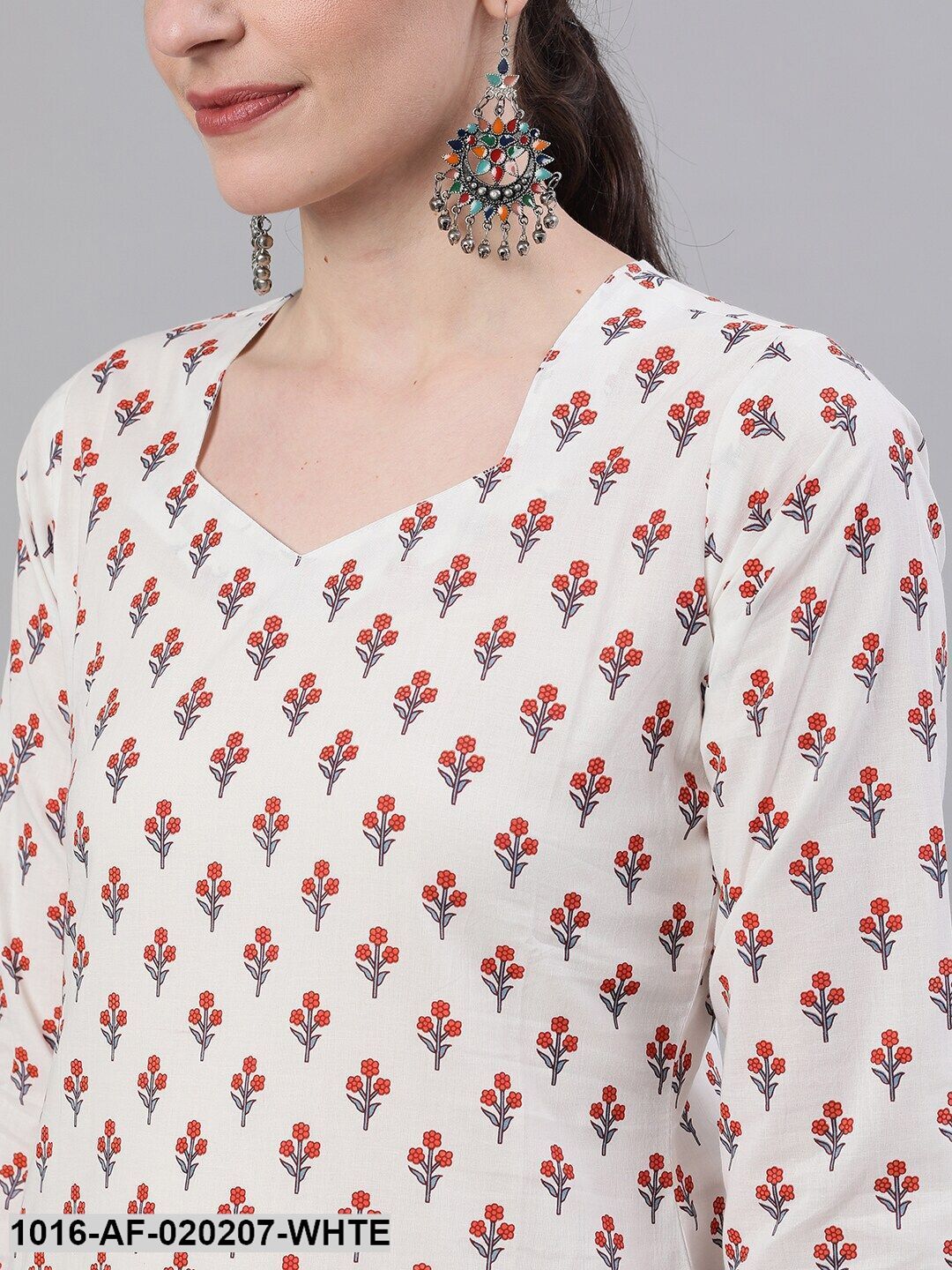 White Printed Kurta with Palazzo