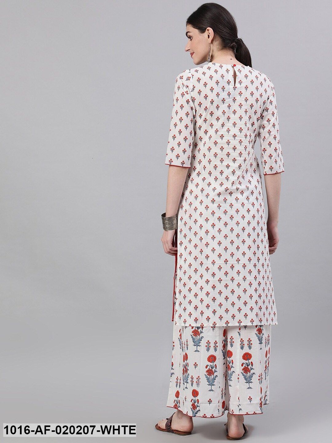 White Printed Kurta with Palazzo