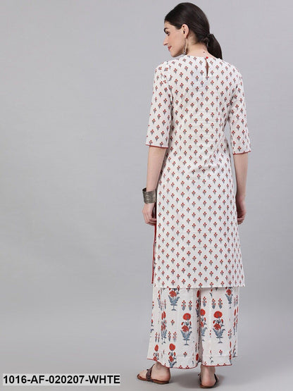 White Printed Kurta with Palazzo