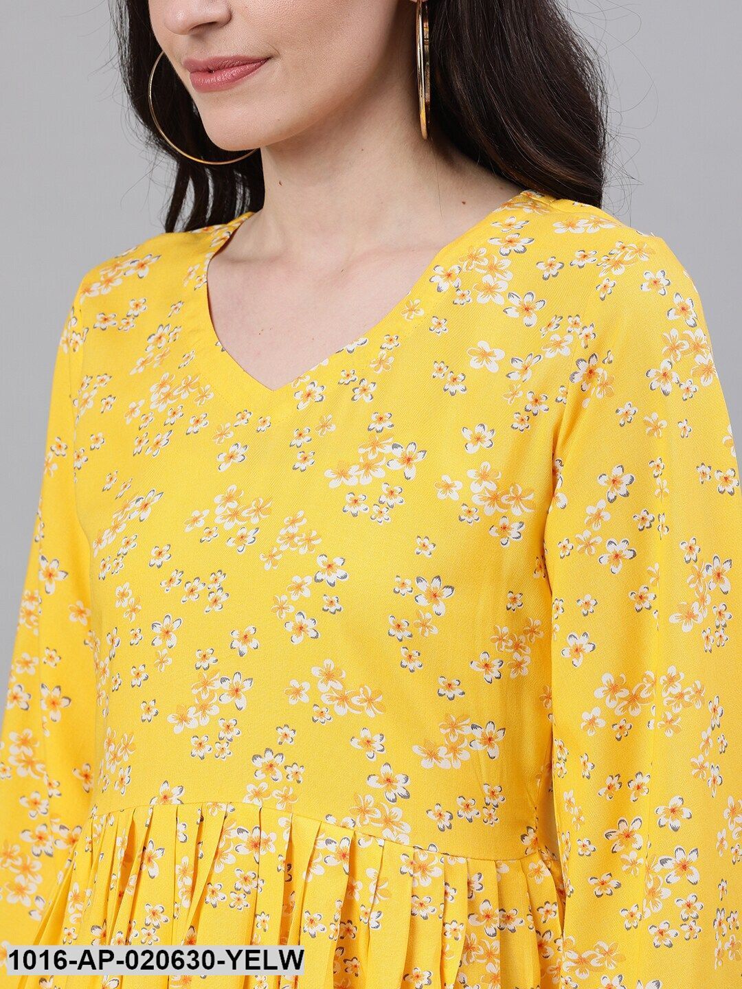 Yellow Printed Peplum Top