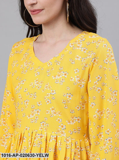 Yellow Printed Peplum Top