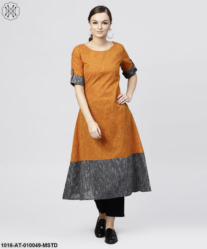 Multi Colored Kurta With Round Neck And 3/4 Sleeves