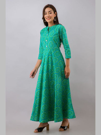 Women Cotton Printed Flared Kurta